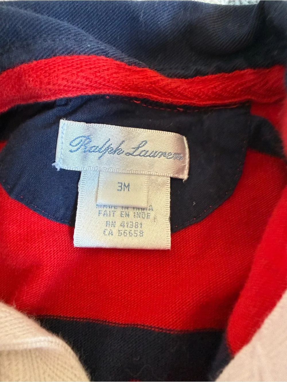 Ralph Lauren Red and Navy Striped Baby One-Piece